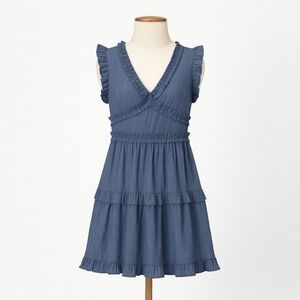 Pinch Navy Blue Flutter Dress S Ruffle Smocked Fairy Whimsigoth Dainty Twee